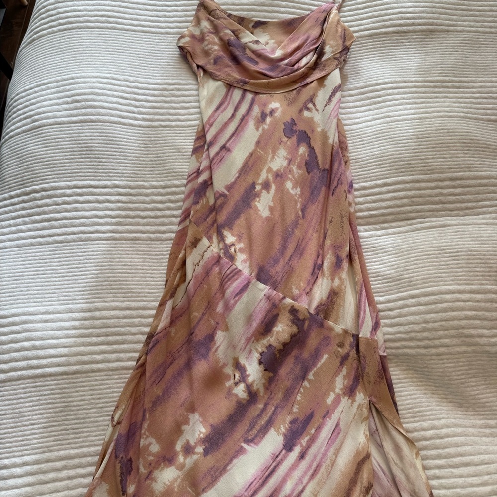 Hello Molly Purple and Cream Midi Dress
